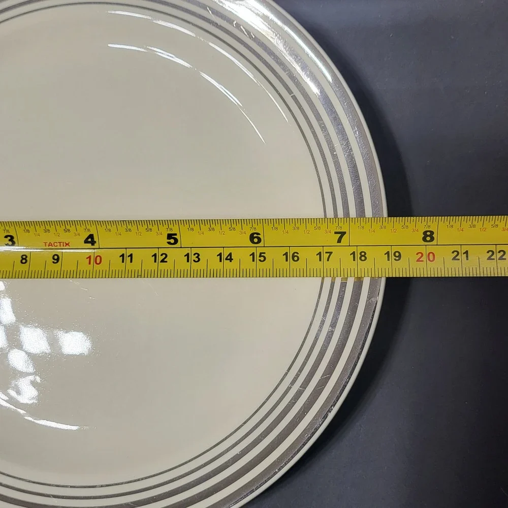 VTG Taylor Smith Taylor Silver‎ Platinum Ring Cream Salad Plate 7.25 Inch USA
